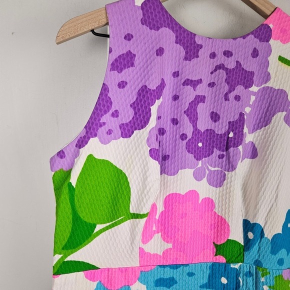 Vintage Floral Maxi Dress 18 10/12 Textured Cotton Pink Blue Purple White - Picture 6 of 15